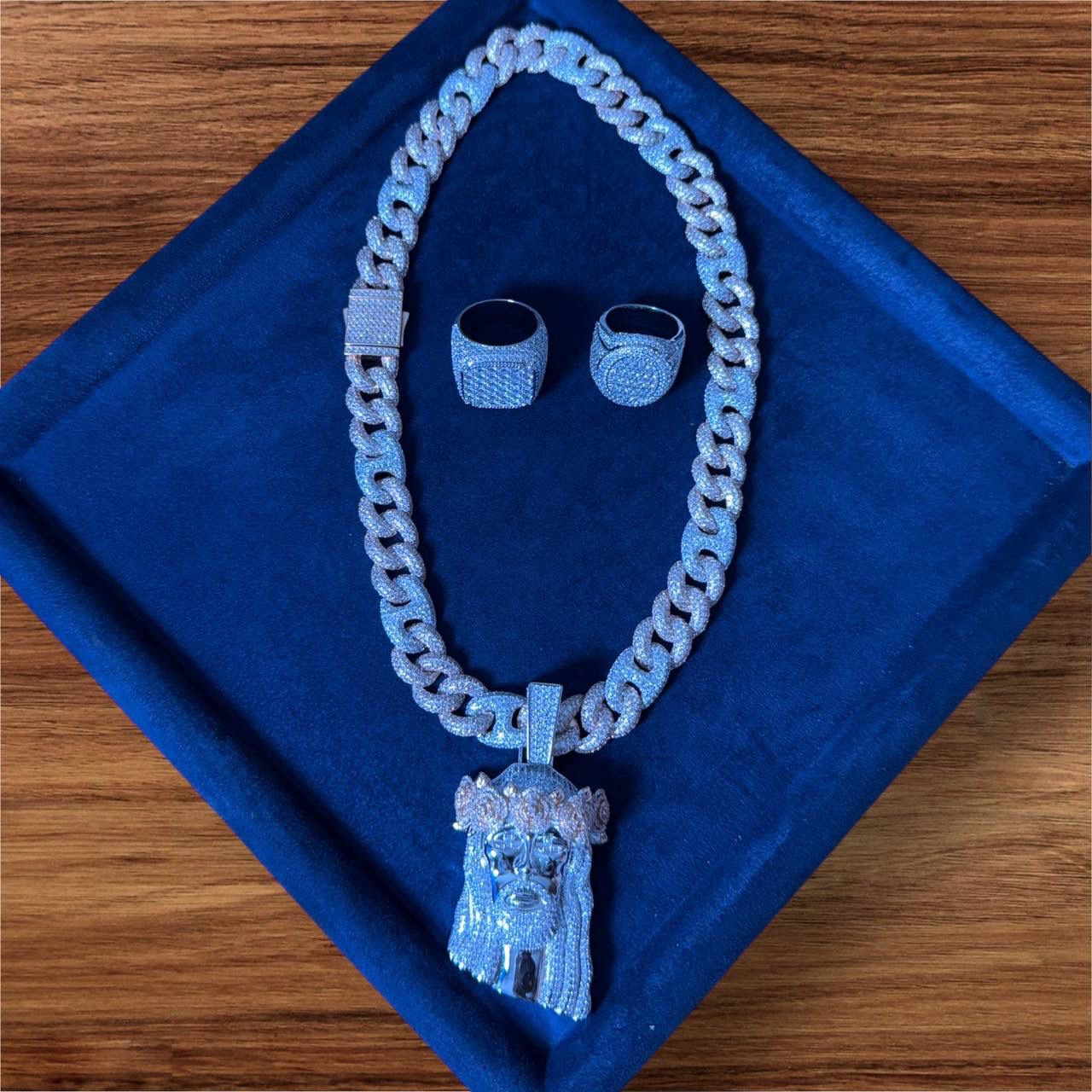 Ice Cuban chain, pendant and ring - Buy on Payuee e-Shop